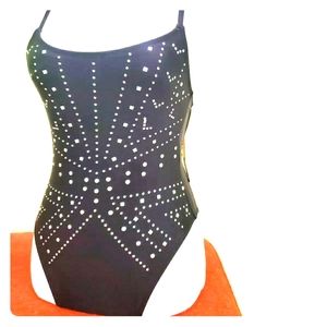 XHILERATION small black one piece studded swimsuit